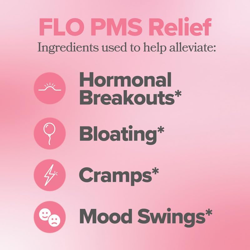 FLO PMS for Hormonal Breakouts, Bloating, Cramps, & Mood – 30-Day Supply