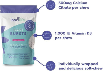 Bari Life Just One, Once Daily Bariatric Multivitamin with Iron (30 Tablets) and BariBurst Calcium Citrate Soft Chews for Gastric Bypass, Gastric Sleeve and Duodenal Switch (Butter Toffee)