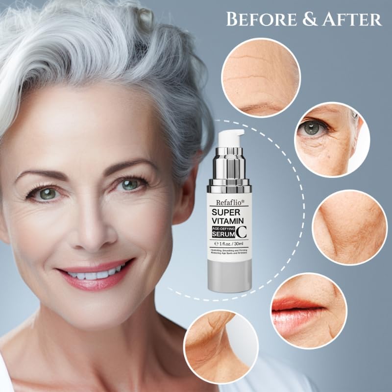 Super Vitamin C Serum for Women over 70, Rapid Anti Aging Cream, Face Lift Cream, Hydrates, Softens, Lifts and Firms, Fights Wrinkles, Advanced Super Serum C 3PCS. (90ml) RefaflioBuy Supplements Australia