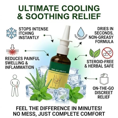 Herbal Hemorrhoid Relief Spray - Fast Acting Relief for Anal Swelling, Itching & Pain, Soothing Perianal Nursing Spray for Discomfort, Natural Plant-Based Formula, 30ML / 1 FL.OZ Aus HealthcareBuy Supplements Australia