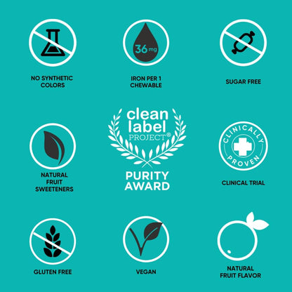 NovaFerrum Pow Chewable Iron Supplement 36mg for Anemic Teens & Adults 12+ | For Ages 12+ | Helps with Anemia and Iron Deficiency | Sugar Free, Vegan, Gluten Free Certified | 90 Servings