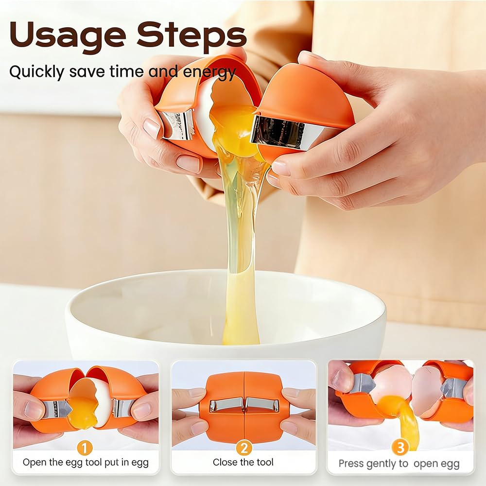 New Egg Shell Opener Egg Cracker Tool Stainless Steel, Multifunctional Egg Shell Opener for Raw Or Hard-Boiled Eggs, Kitchen Gadget for Cooking Baking (Yellow) CLRZOLBuy Supplements Australia