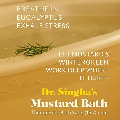Dr. Singha's Mustard Bath Soak – Aromatherapy Bath Salts with Mustard Seed & Essential Oils for Muscle Relaxation, Stress Relief & Soothing – Epsom Salt Alternative, 16 oz