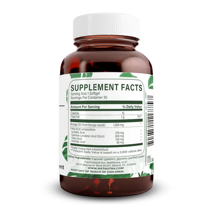 Natural Borage Oil Supplement, Omega-6 Fatty Acid, 90 Softgels | Rich in gamma-linolenic acid (GLA), Supporting Skin, Nerve, & Joint Health