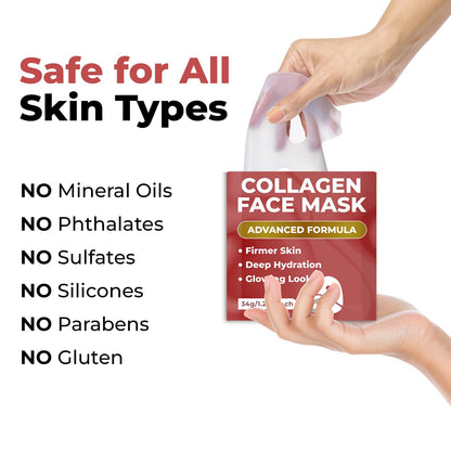 MONIER Collagen Face Mask | Bio-Collagen Real Deep Mask | Overnight Sheet Mask For Glass Skin, Facial Beauty Korean Skin Care, For Dry & Sensitive Skin (4 Pack)