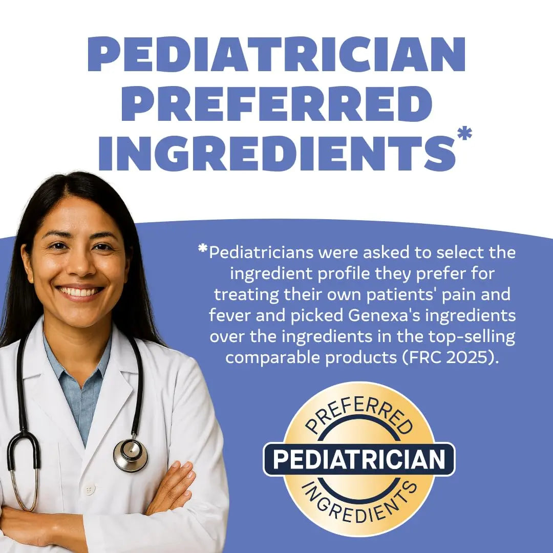 Genexa Infants' Clean Acetaminophen | Pediatrician Preferred Ingredients | Pain Reliever & Fever Reducer for Babies | Dye Free, 0% Artificial Additives | Delicious Organic Blueberry Flavor, 2 fl oz GenexaBuy Supplements Australia