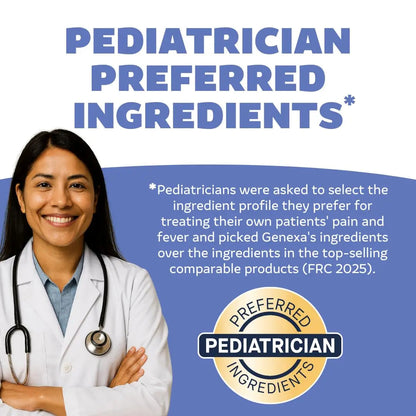 Genexa Infants' Clean Acetaminophen | Pediatrician Preferred Ingredients | Pain Reliever & Fever Reducer for Babies | Dye Free, 0% Artificial Additives | Delicious Organic Blueberry Flavor, 2 fl oz GenexaBuy Supplements Australia