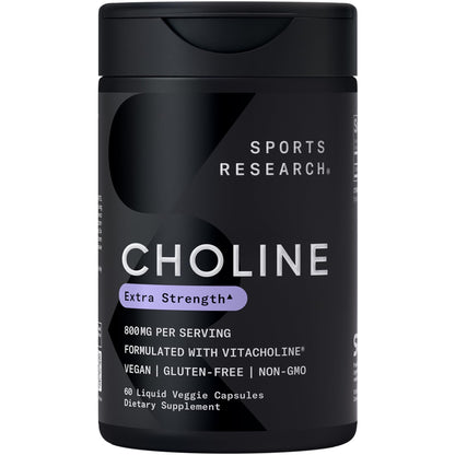 Sports Research ® Extra Strength Choline 800 mg - Essential Nutrient Featuring VitaCholine ® for Focus Support - Vegan Certified • Non-GMO • Gluten Free - 60 Liquid Capsules Sports Research buy supplements Au