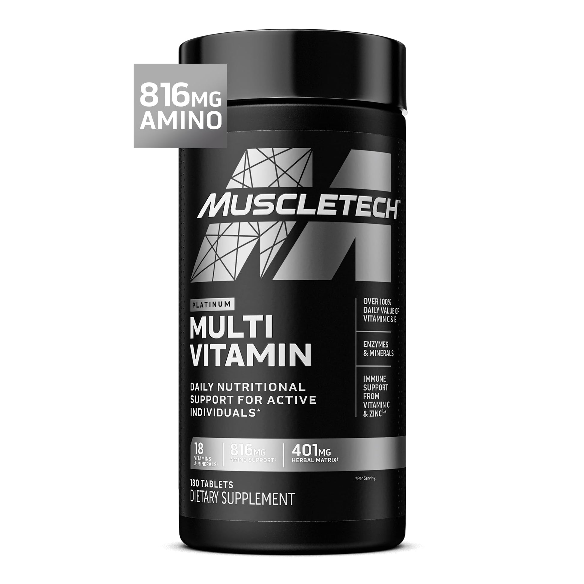 MuscleTech Platinum Multivitamins for Men & Women - Multi-Vitamin Supplement for Immune Support - 18 Vitamins & Minerals, Vitamin A C D E B6 B12 - Daily Workout Supplements for Men - 180 Capsules MuscleTech buy supplements Au