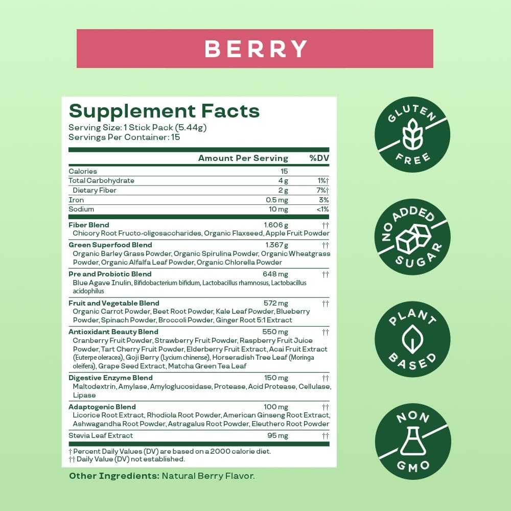 Bloom Raspberry Lemonade Clear Protein and Berry Greens Stick Packs Bundle