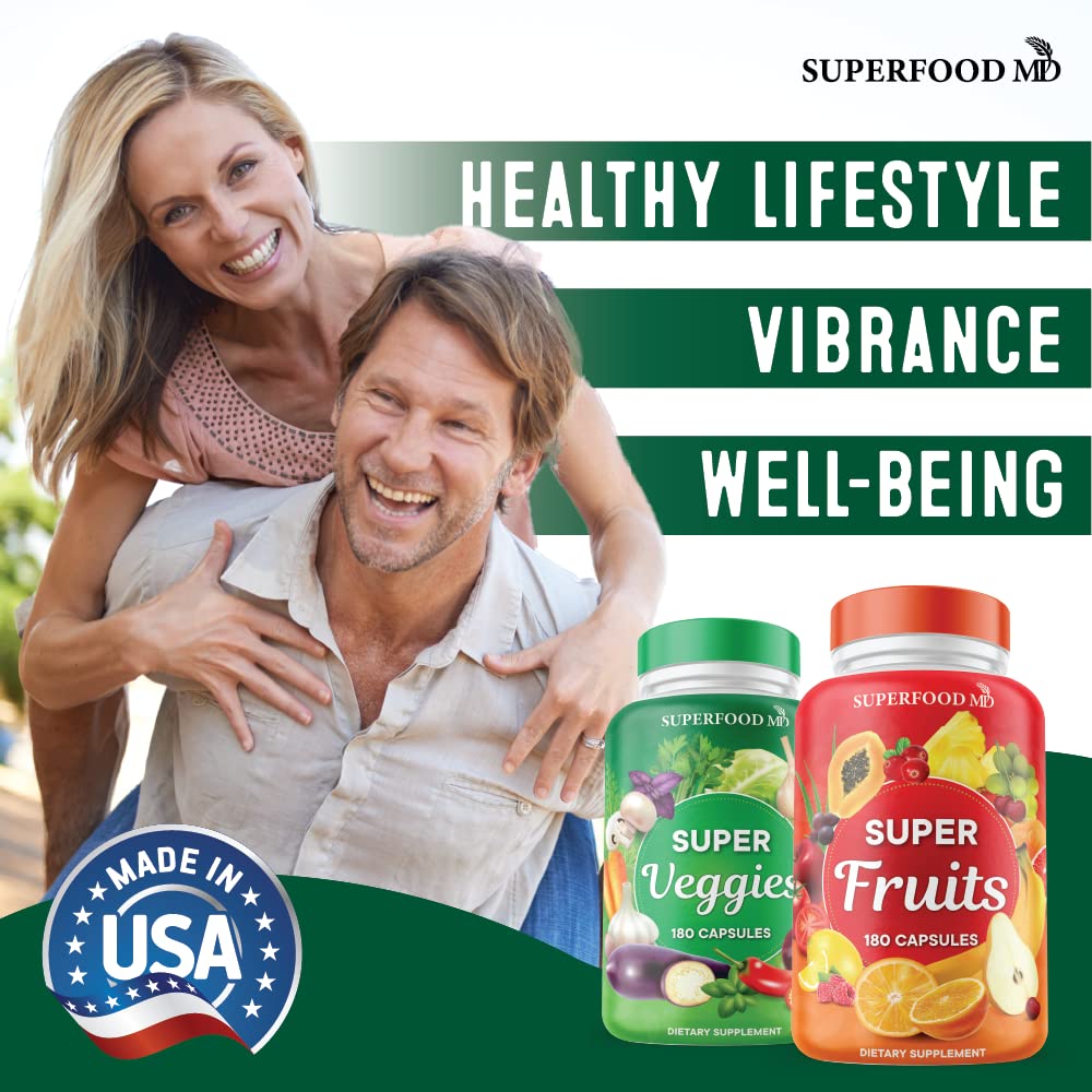 Superfood Fruit and Veggie Supplement - Fruit and Veggie Capsules 100% Whole Super Fruits and Super Vegetables Supplements & Vitamins, with Beta Carotene (720 Count (Pack of 4)) Superfood MDBuy Supplements Australia