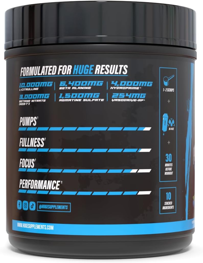 Pump Serum Non Stim Pre-Workout - Fully Loaded Stimulant Free Pre Workout for Extreme Pumps, Vascularity & Muscle Fullness, with L-Citrulline, HydroPrime & Nitrates, Blue Razz, 40 Servings