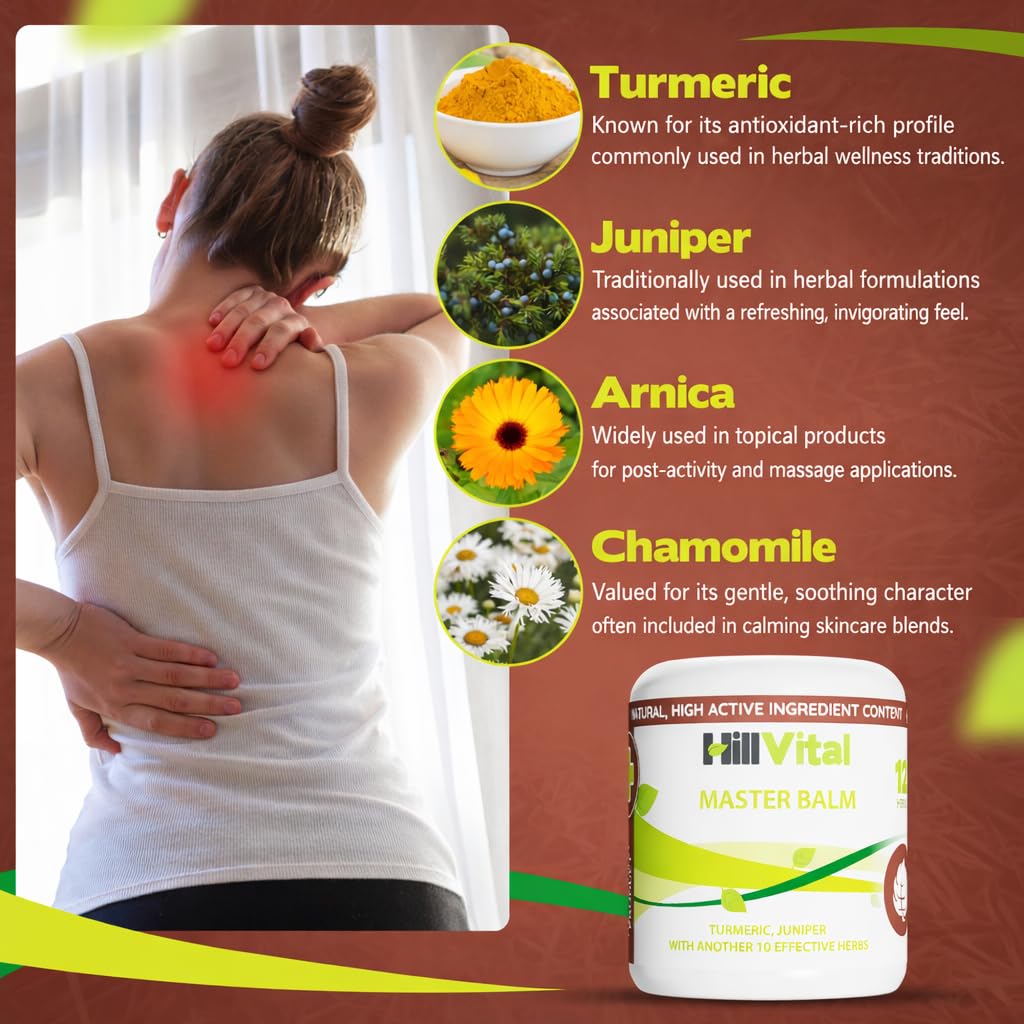 HillVital Herbal Joint Care Balm – Soothing Arnica & Turmeric Blend for Muscles & Joints – Lightweight Herbal Cooling Gel with Mint & Rosemary – Fast-Absorbing Natural Topical Cream Hill Vital Natural SolutionsBuy Supplements Australia