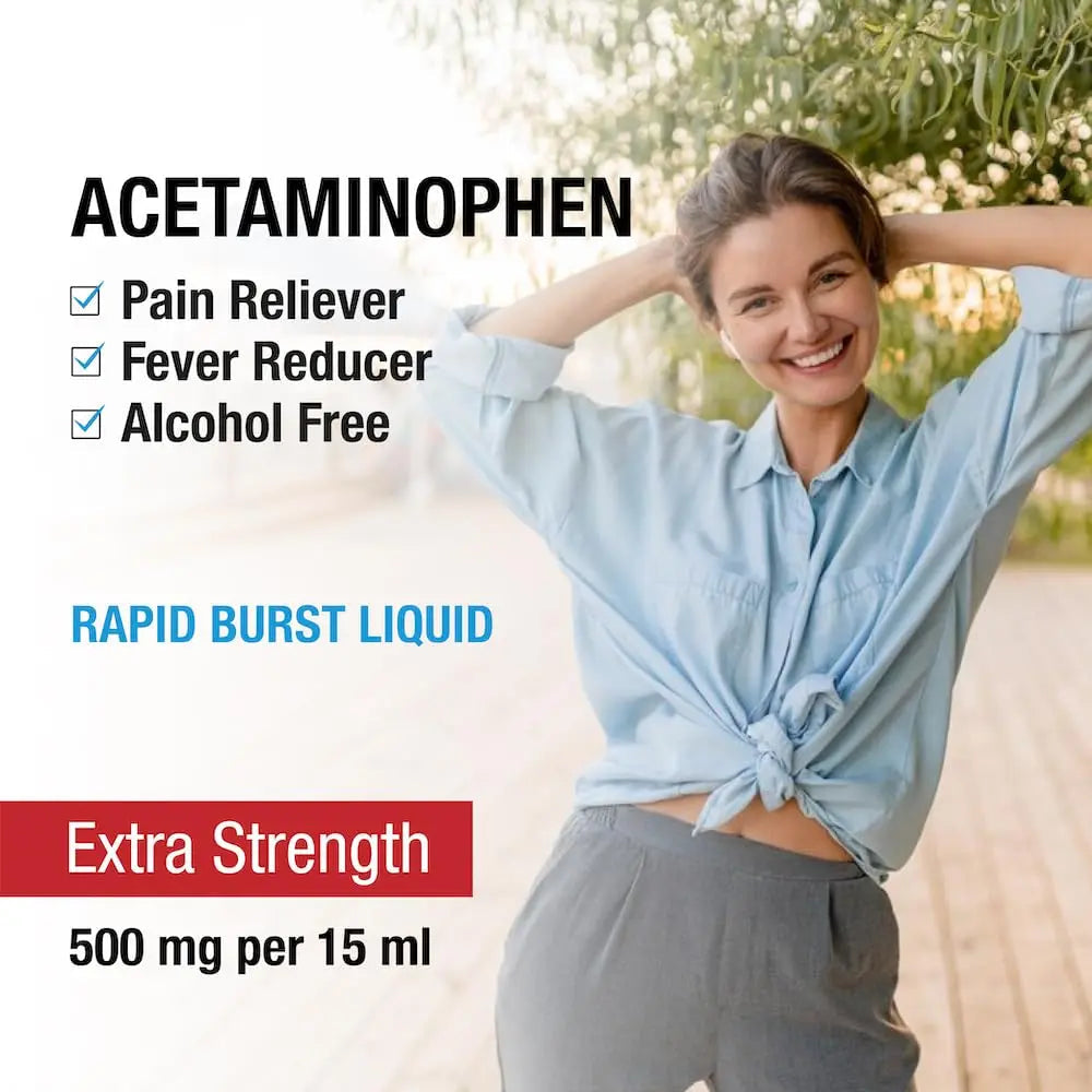 Puregen Labs Adult Extra Strength Acetaminophen Liquid 500mg/15ml - 8 fl oz Rapid Burst Pain Reliever/Fever Reducer, Cherry Flavor | Muscle & Joint Pain Relief | Arthritis Pain Relief P Puregen LabsBuy Supplements Australia