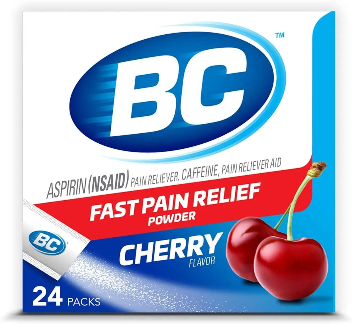 BC Powder Pain Reliever, Cherry Flavor Aspirin Dissolve Packs, 24 Count Powder Packets (6 Pack) BCBuy Supplements Australia