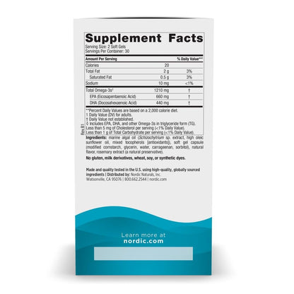 Nordic Naturals Plant Based Ultimate Omega, Lemon Flavor - 60 Vegetarian Soft Gels - 1210 mg Omega-3 - Vegan EPA and DHA - Supplement Made from Algae - Brain & Heart Support - Non-GMO - 30 Servings Nordic NaturalsBuy Supplements Australia