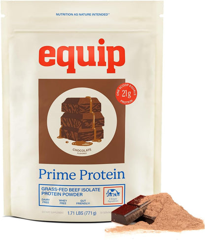 Equip Foods Prime Protein Powder Chocolate & Grass Fed Collagen Powder Unflavored