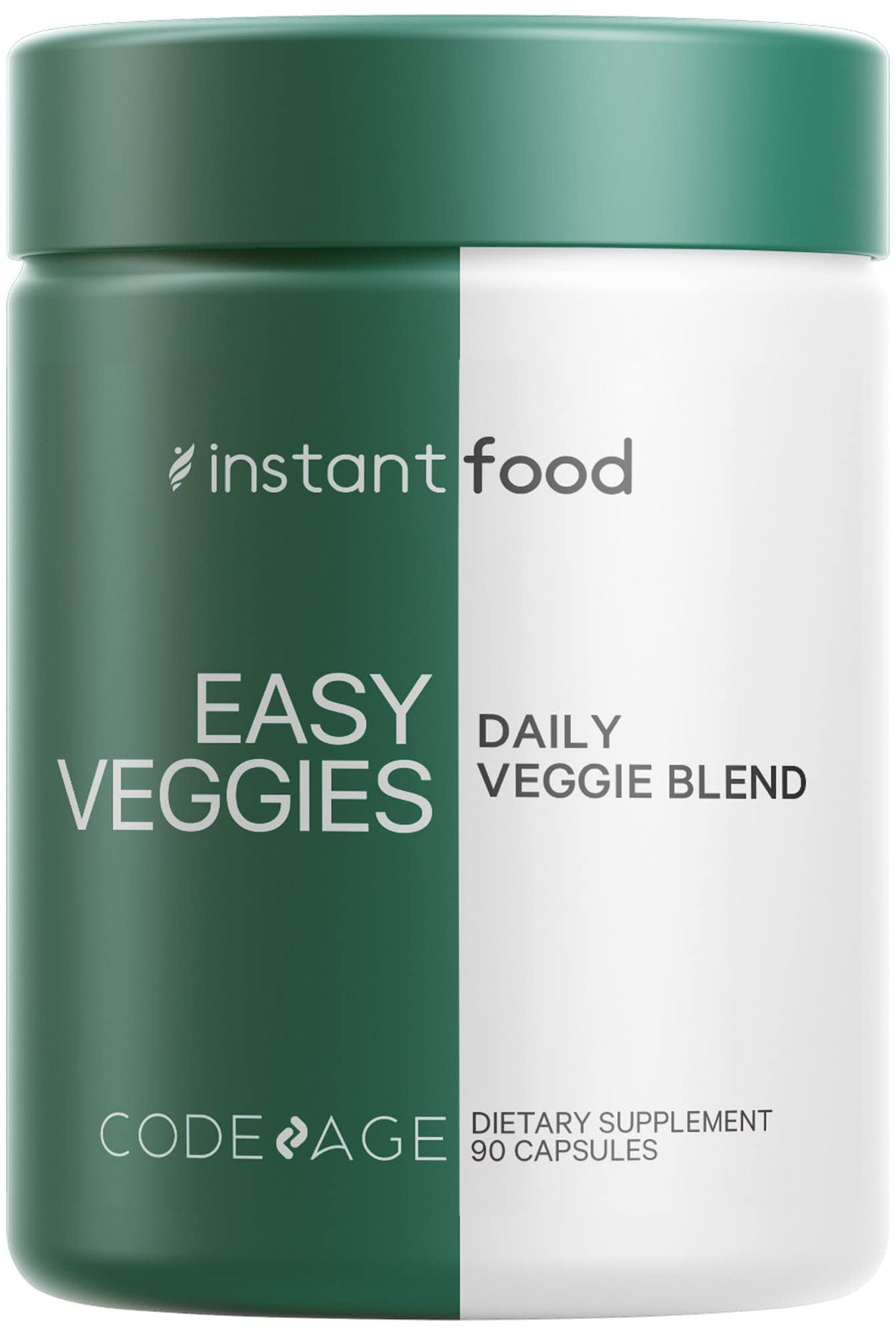 Codeage Instantfood Easy Veggies, Over 15 Vegetable Powders Equivalent All-in-One, Daily Vegan Blend, Whole Food Greens Vitamins Supplement Capsules, Phytonutrients Multivitamin, Non-GMO, 90 Capsules CodeageBuy Supplements Australia