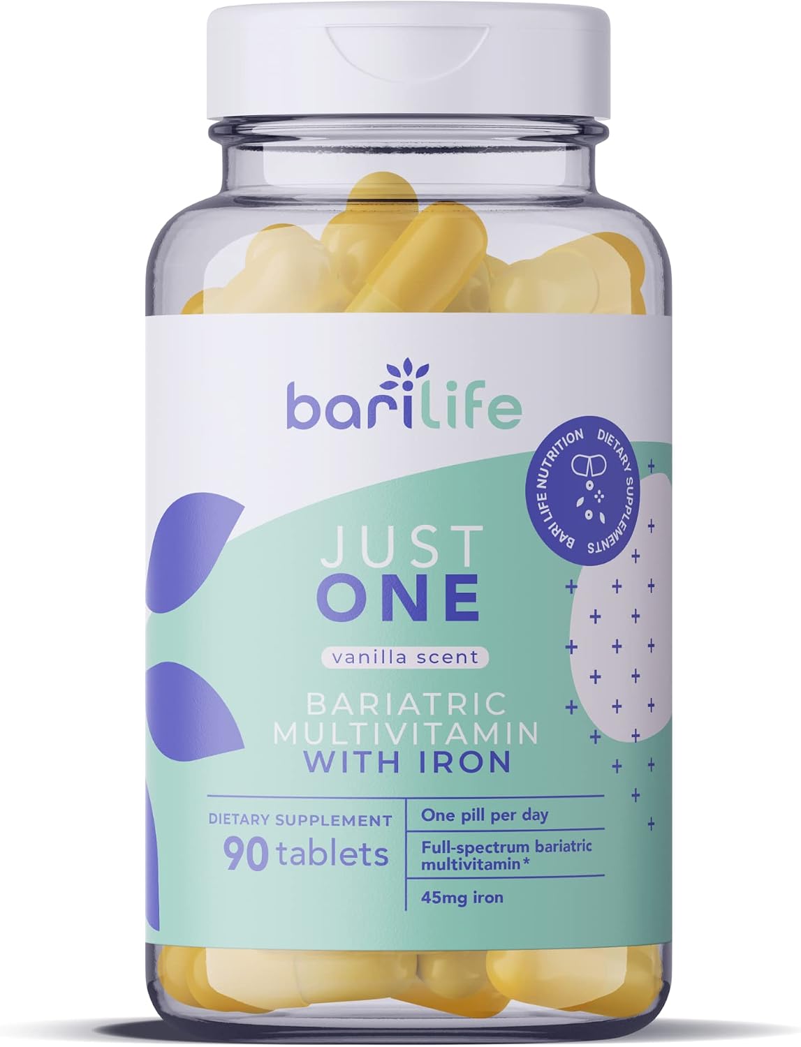 Bari Life Just One, Once Daily Bariatric Multivitamin with Iron (90 Tablets) and BariBurst Calcium Citrate Soft Chews for Gastric Bypass, Gastric Sleeve and Duodenal Switch (Fruit Punch)
