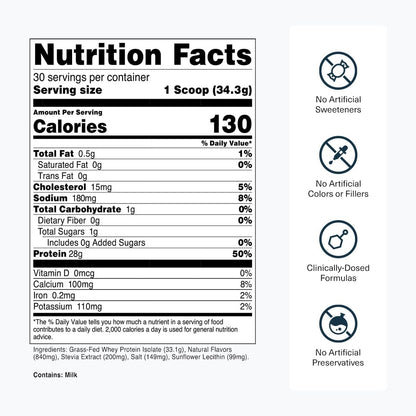 Transparent Labs Grass-Fed Whey Protein Isolate (30 Servings, French Vanilla) & Grass-Fed Whey Protein Isolate (30 Servings, Oatmeal Chocolate Chip Cookie)