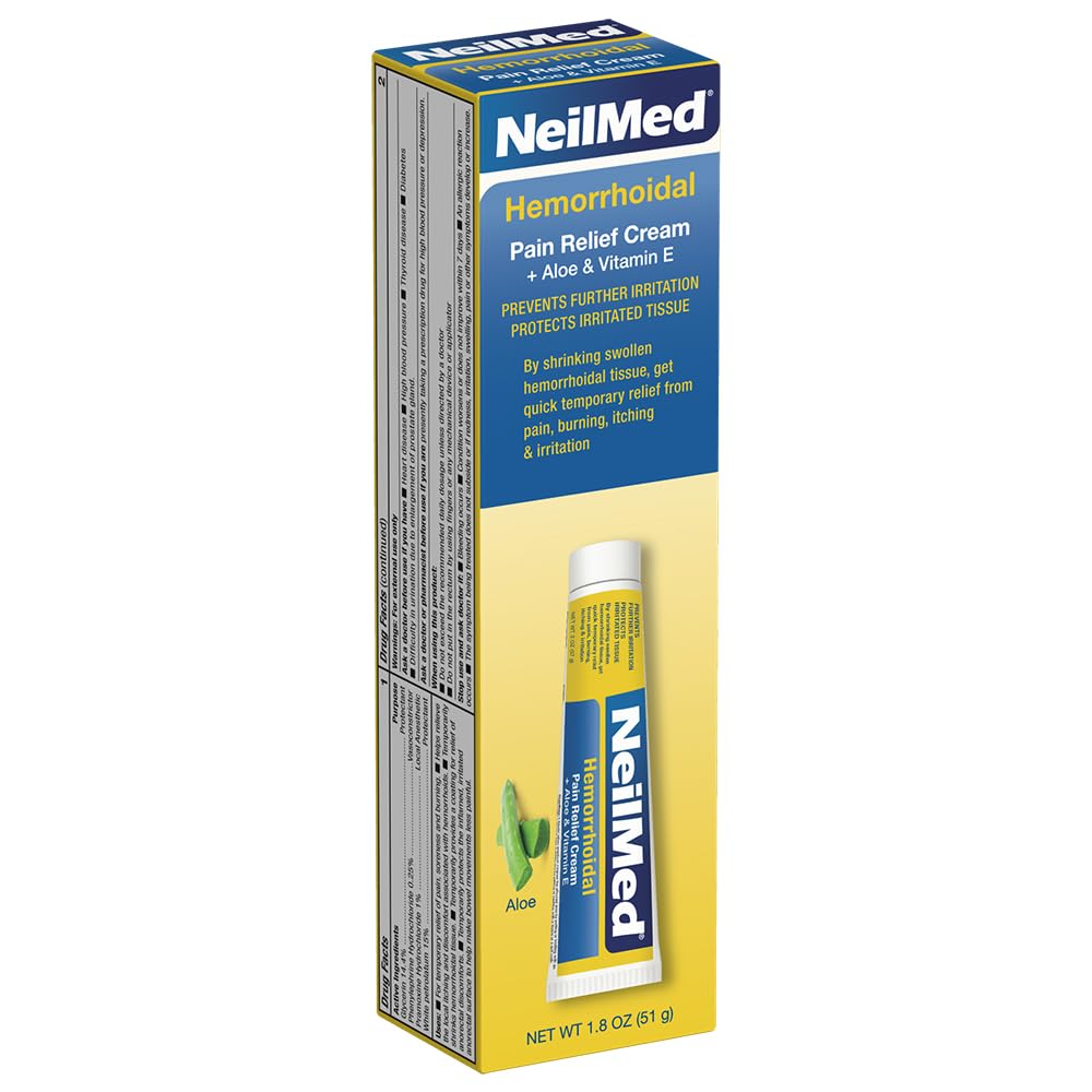 NeilMed Hemorrhoidal Pain Relief Cream with Aloe & Vitamin E, Hemorrhoid Treatment, Pain Relief, Relieves Burning, Itching and Discomfort, 1.8 oz. NeilMedBuy Supplements Australia