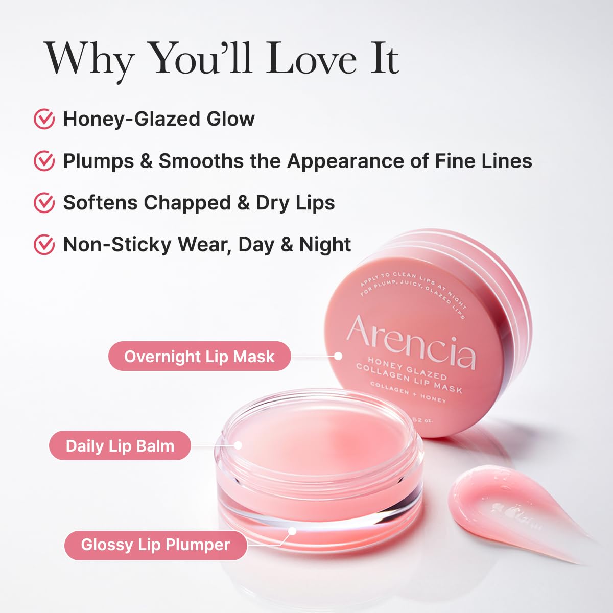 Arencia Honey Glazed Collagen Lip Mask, Overnight Lip Treatment with Collagen and Honey, 0.52 oz ARENCIABuy Supplements Australia