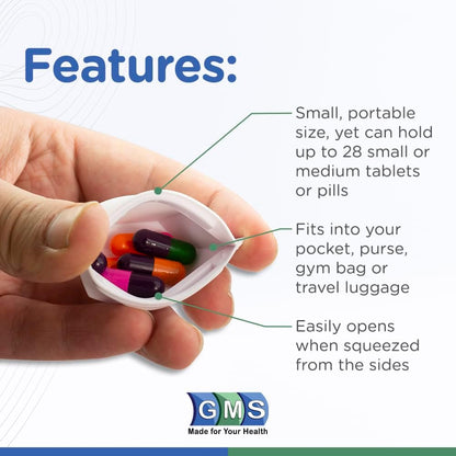 Squeezable Pocket Pill Pouch, Small Travel Pill Case & Organizer, 2 Count | Silicone Squeezable Pill Pouches for Travel, Discreet Small Pill Case, Secure Container with Easy Fuss-Free Pocket Access