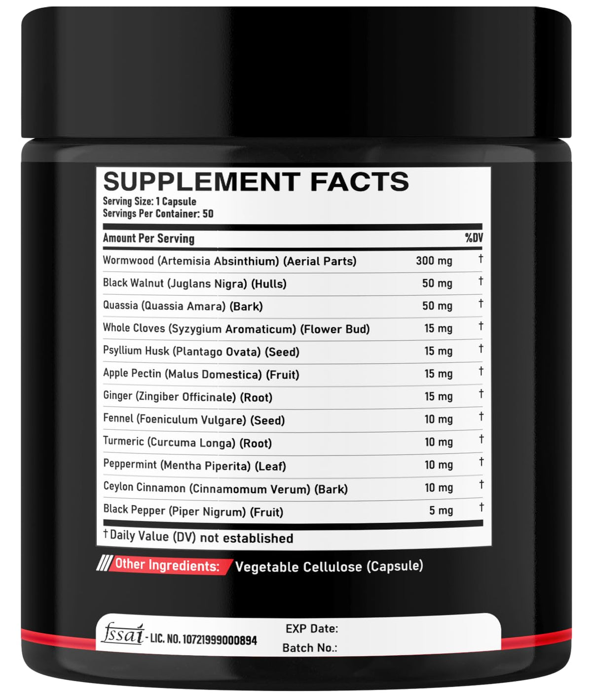 DEDICAD Wormwood Capsules - 12 Herbs Blended Black Walnut, Cloves, Ginger, Turmeric, Cinnamon, Apple, Quassia - 2 Packs 50 Capsules DEDICAD buy supplements Au