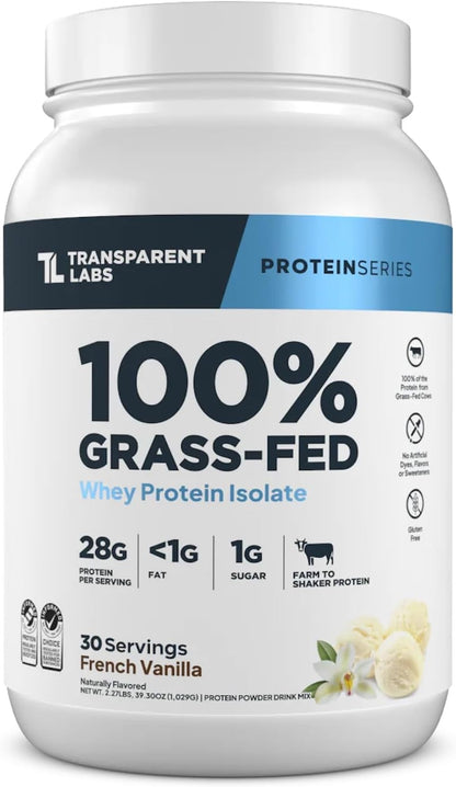 Transparent Labs Grass-Fed Whey Protein Isolate (30 Servings, Chocolate Peanut Butter) & Grass-Fed Whey Protein Isolate (30 Servings, French Vanilla)