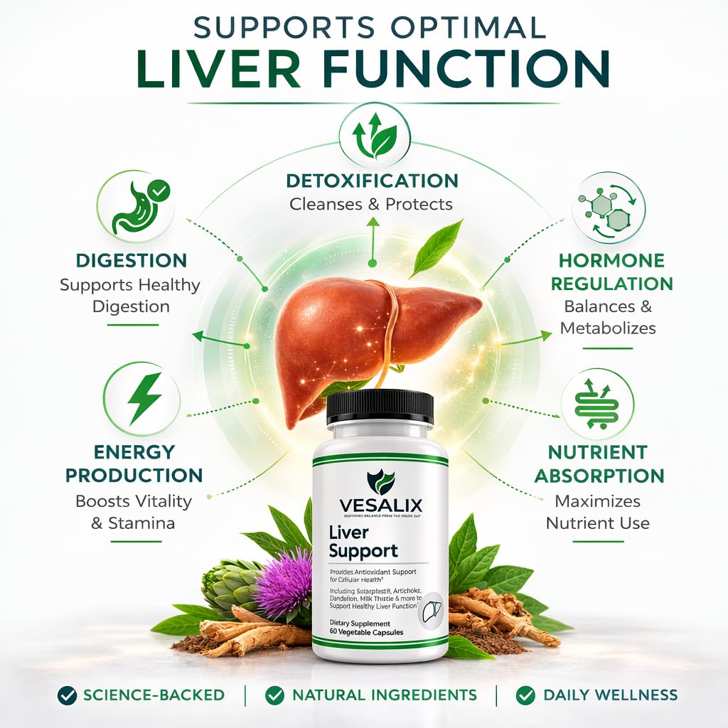 VESALIX Liver Support Supplement for Adults 40+ – Milk Thistle, Artichoke & Dandelion with Digestive Enzymes – Supports Digestion & Cellular Health – 60 Vegetarian Capsules VESALIXBuy Supplements Australia