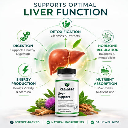 VESALIX Liver Support Supplement for Adults 40+ – Milk Thistle, Artichoke & Dandelion with Digestive Enzymes – Supports Digestion & Cellular Health – 60 Vegetarian Capsules VESALIXBuy Supplements Australia