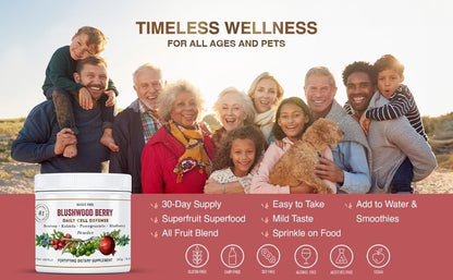Aussie Pure Blushwood Berry Superfruit Daily Cell Defense - Soursop - Kakadu Plum - Pomegranate - Blueberry - Immune and Cell Support Powder - All Ages - Lab Tested and Authenticated - 180g/6.4oz Aussie Pure buy supplements Au