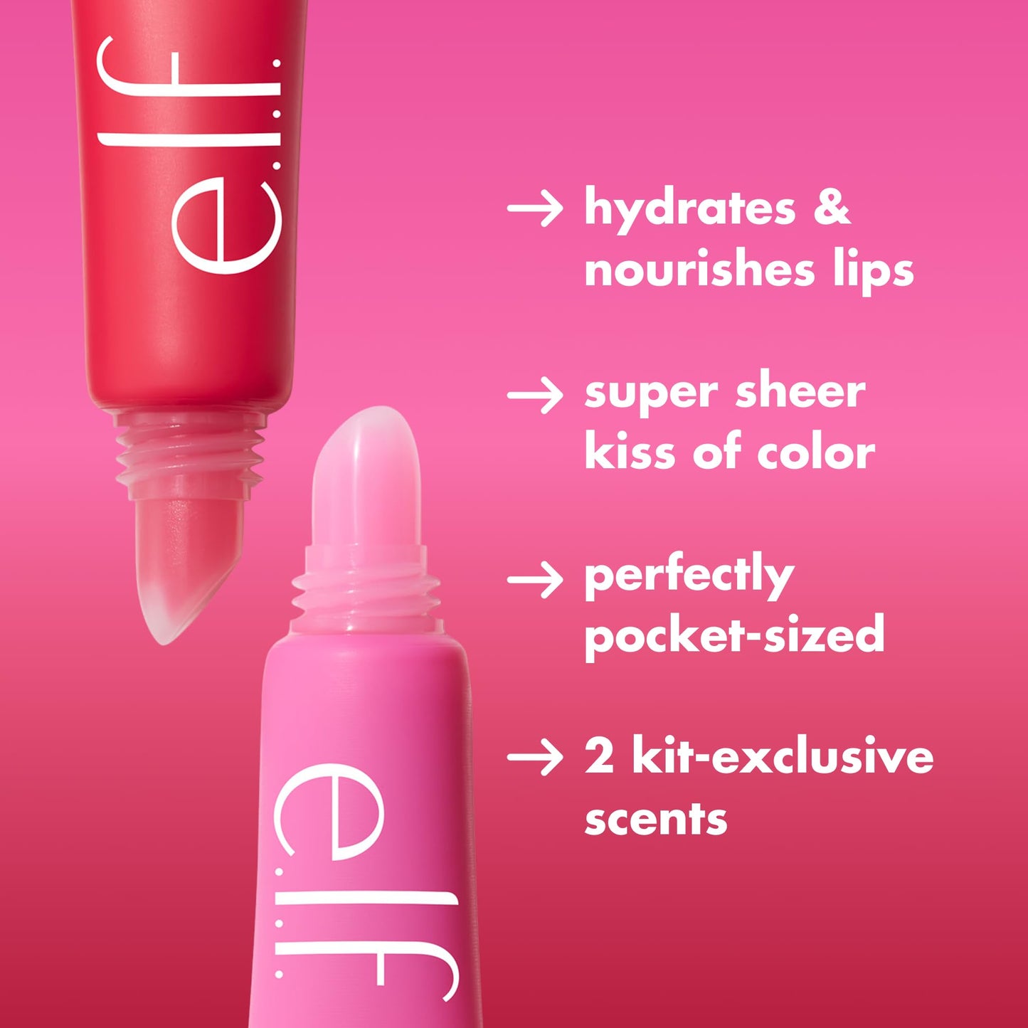 e.l.f. Squeeze Me More Lip Balm Duo, Moisturizing Balm For A Sheer Tint Of Color, Made With Hyaluronic Acid, Vegan & Cruelty-Free, Cherry & Bubblegum e.l.f.Buy Supplements Australia