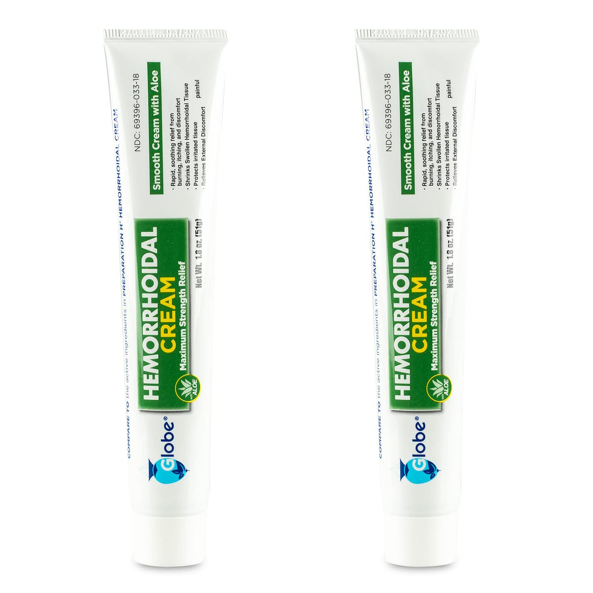 Globe Hemorrhoidal Cream (2 Pack) 1.8 oz w/Applicator Phenylephrine, Pramoxine with Aloe, Relief from Burning, Itching and Discomfort of Hemorrhoids. GlobeBuy Supplements Australia