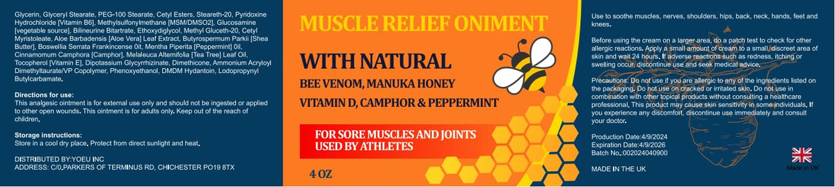 Beeswax and Honey Fast Acting Joint Muscle Bone Cream, Immediate Help for Back, Neck, Hand, Feet, Knee, Shoulder, Topical, Nerve, Plantar, Ankle, Foot Discomfort, Natural Added YOKOBBYESBuy Supplements Australia