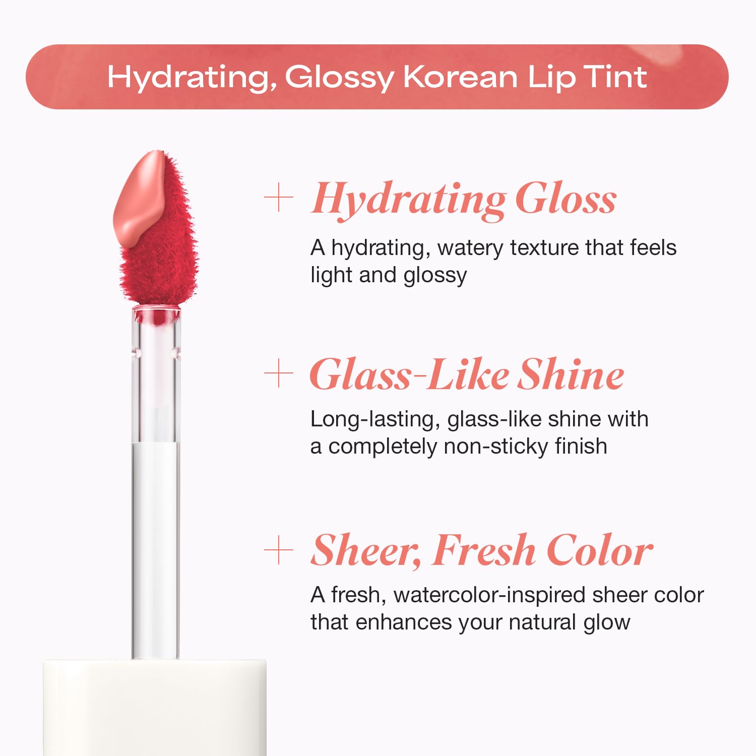 INGA Water Glow Lip Tint | Hydrating, Glossy Korean Lip Tint with Sheer Color & Glass-Like Shine | Long-Lasting, Non-Sticky Korean Lip Stain (RICH SALMON) INGABuy Supplements Australia