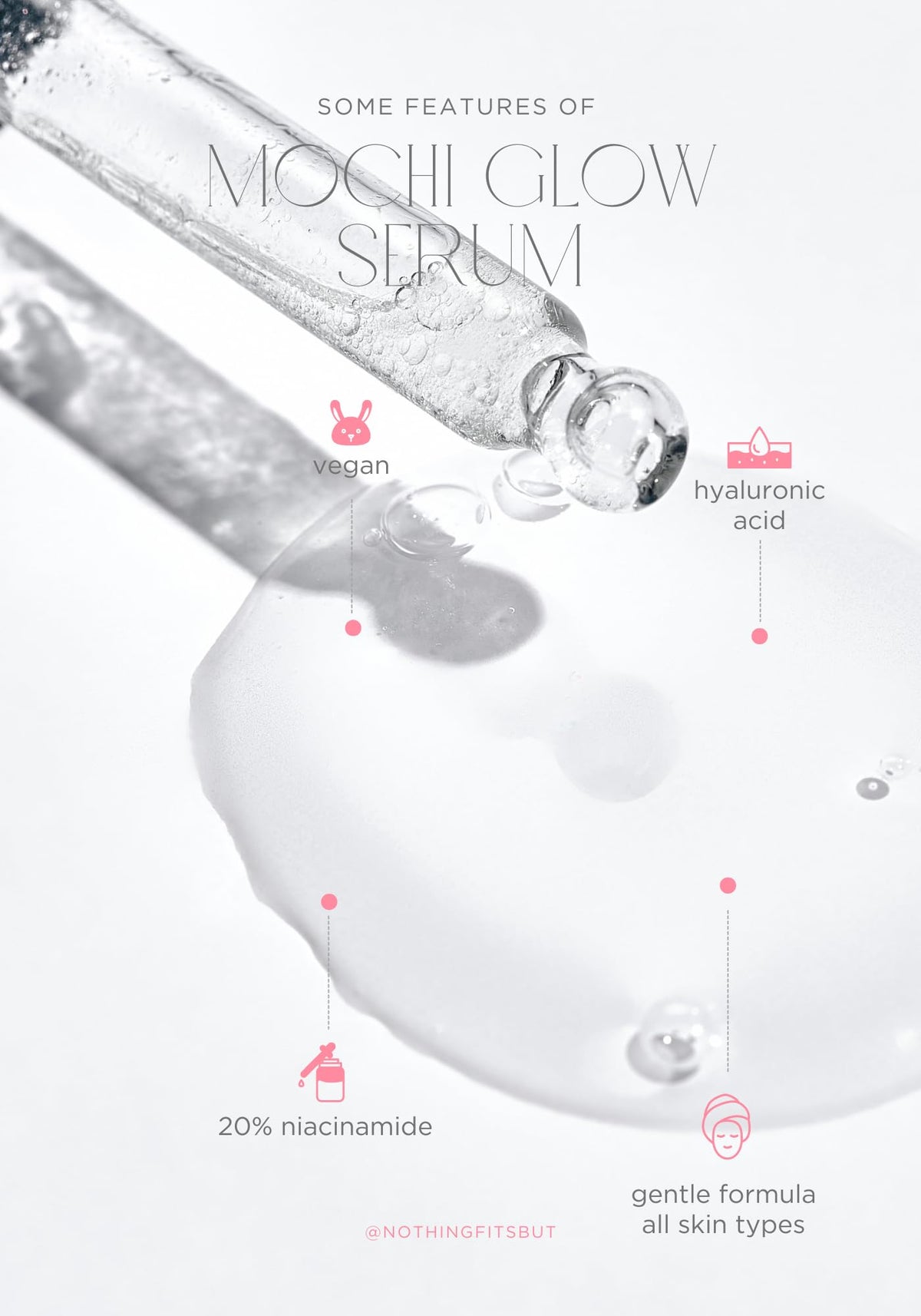 Mochi Glow 20% Niacinamide Serum for Face, High Potency Pore Tightening Skin Serum with Hyaluronic Acid & Glutathione, Anti-Aging Serum for Dark Spots & Fine Lines, Korean Skincare, 50ml/1.7fl.oz.