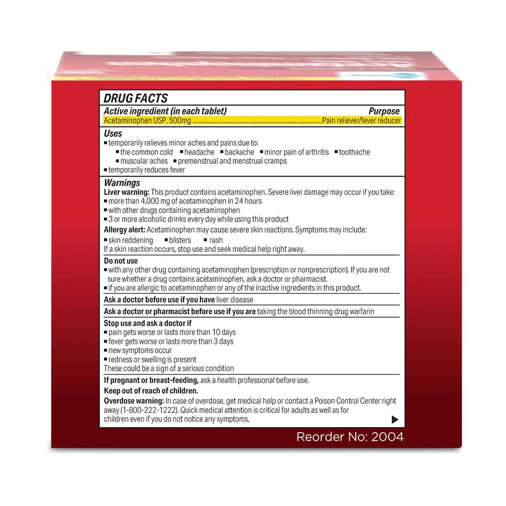 Globe Extra Strength Acetaminophen Tablets 500 mg, Pain Reliever and Fever Reducer, Gentle on Stomach, for Arthritis Pain, Backache Pain and More, 50 Packets of 2 Tablets Each, 100 Count GlobeBuy Supplements Australia