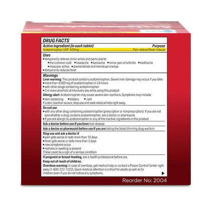 Globe Extra Strength Acetaminophen Tablets 500 mg, Pain Reliever and Fever Reducer, Gentle on Stomach, for Arthritis Pain, Backache Pain and More, 50 Packets of 2 Tablets Each, 100 Count GlobeBuy Supplements Australia