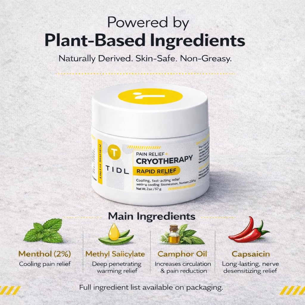 TIDL Cryotherapy Pain Relief Cream, 3 Oz, Targeted Neck Pain, Joint & Muscle Pain Relief with Organic, Plant-Based Menthol, Instant Cooling for Sport & Post Workout Full Body Recovery TIDL buy supplements Au