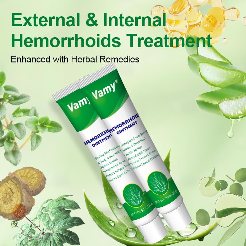 vamy Hemorrhoid Ointment (2 x 20g Tubes), 40g - Maximum Strength Formula for Hemorrhoidal Fast Relief, Soothes Itching, Burning & Discomfort vamyBuy Supplements Australia
