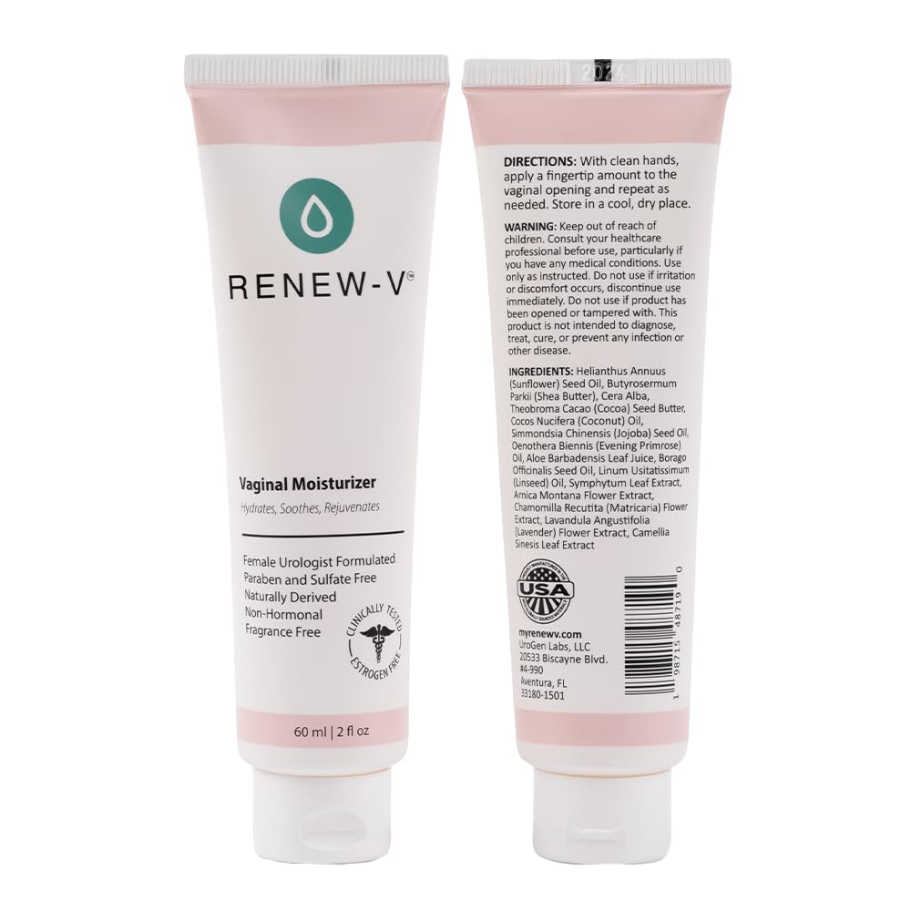 Renew-V Natural Vaginal Moisturizer For Dryness & Itching - Vulva Balm for Irritation Relief, Anti Itch & Women Menopause Support - Hormone Free, Unscented, Paraben-Free - Made in USA, 2 oz Renew-V buy supplements Au