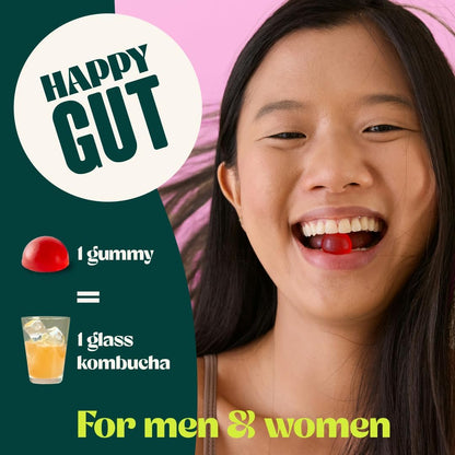 BoochBod - Probiotic Kombucha Gummy - Prebiotics, Probiotics, Postbiotics, Fiber Supplement, Slippery Elm, Dandelion Root, MCT Oil, for Bloating, Gut Health - Berry Bliss | Lemon Lime - Bundle & Save
