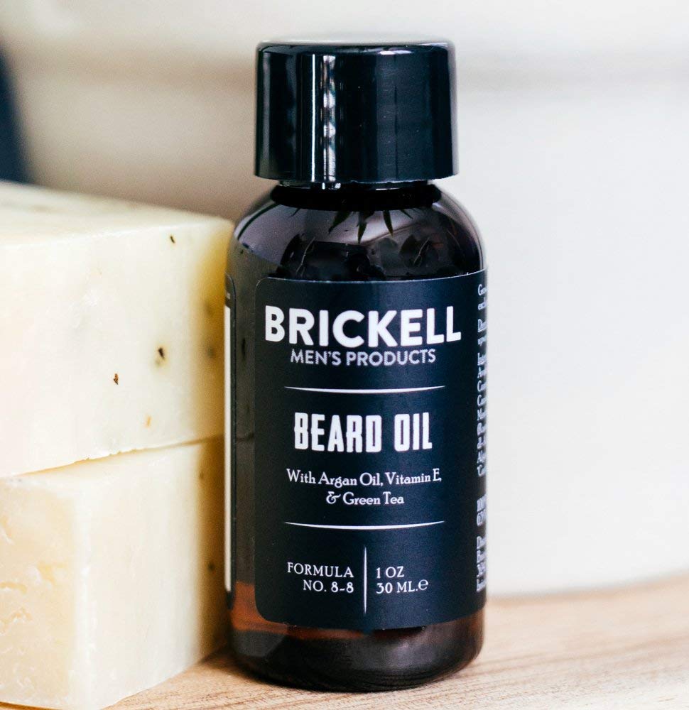 Brickell Men's Beard Oil for Men, Argan and Jojoba Oil to Strengthen and Soften Hair, With Vitamin E, 1 Ounce, Scented