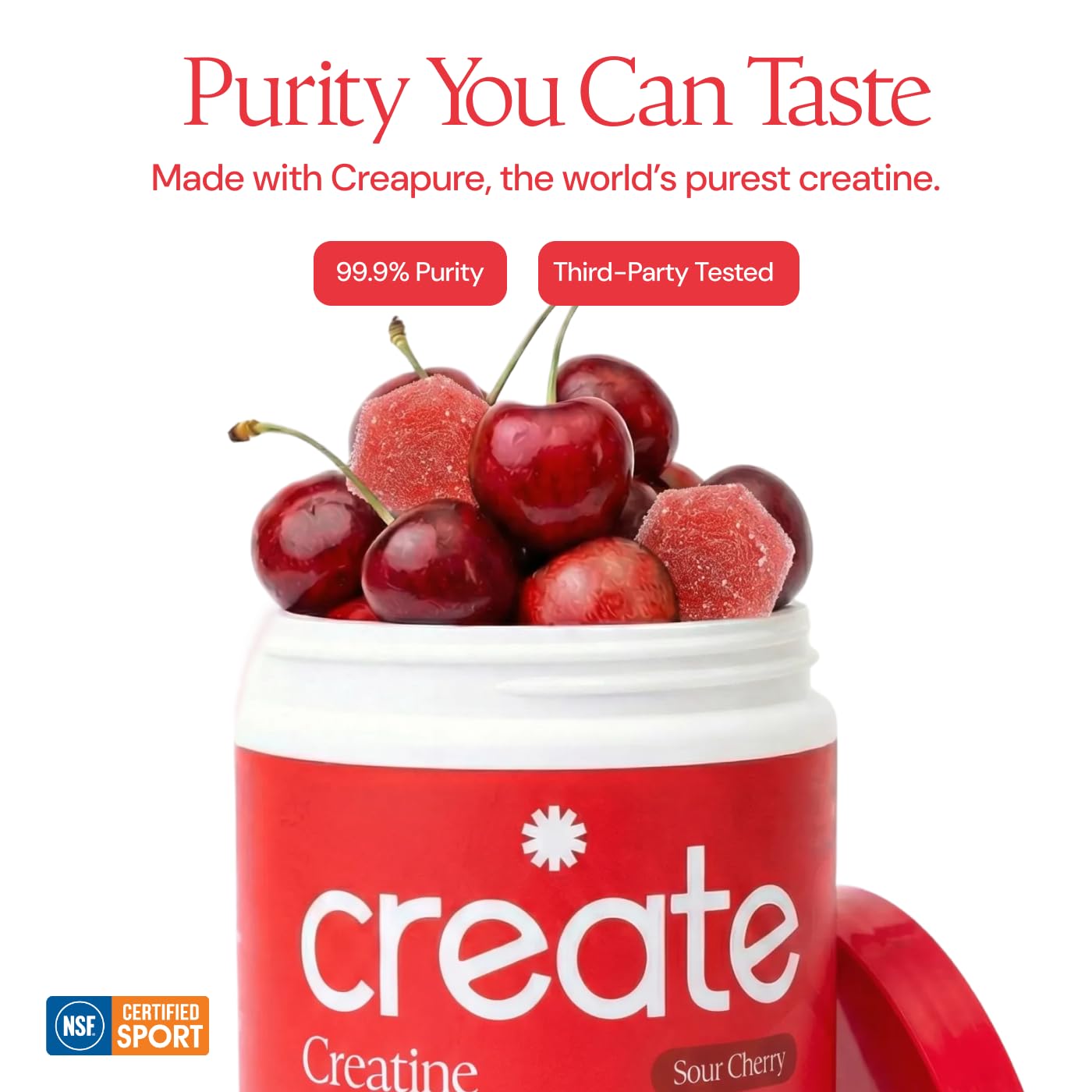 Create Creatine Monohydrate Gummies for Men & Women, Boost Focus, Strength, and Endurance, Anti-Melting Formula, Vegan, Gluten-Free, Non-GMO, 1.5g of Creatine per Gummy (Orange)