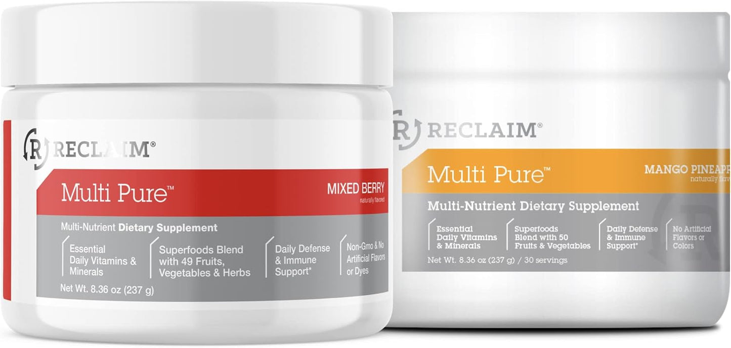 Complete Nutrition Reclaim Multi Pure Variety Pack + Free Shaker, Digestive and Immune Support, Vitamin and Mineral Supplement (30 Servings)