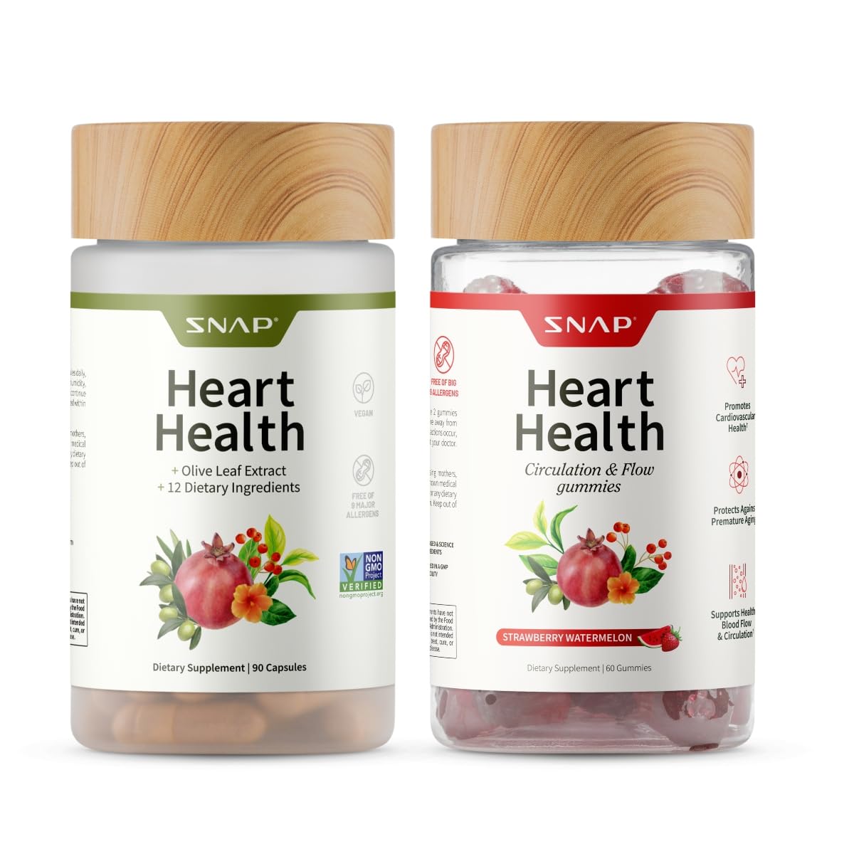 Snap Supplements Heart Health Support Supplement with Beets, 90 Capsules | Botanical Support for Heart Health, Healthy Circulation, and Nitric Oxide Levels, Vegan, Non-GMO (Packaging May Vary)