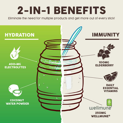 Salud 2-Pack |2-in-1 Energy + Focus (Peach Lemonade) & Hydration + Immunity (Cucumber Lime) – 15 Servings Each, Agua Fresca Drink Mix, Non-GMO, Gluten Free, Vegan, Low Calorie, 1g of Sugar
