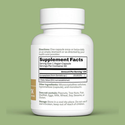 Dr. Murray's Ultra Clean 125,000 SPU Serrapeptase Clinical Strength - Proteolytic Enzyme | Acid-Resistant Vegan Capsules | GMP Certified | Third-Party Tested | 30 Count