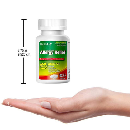 HealthA2Z® Allergy Relief, Cetirizine 10mg, Dye Free, All Day Allergy Relief, Indoor & Outdoor, Relief from Itchy Throat, Sneezing, Runny Noses, 300 Count (Pack of 1), HealthA2Z buy supplements Au